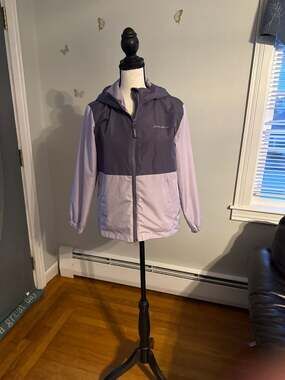 Eddie Bauer Kids Hooded Colorblock Windbreaker Jacket, Purple, Size M (10/12)